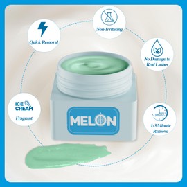 KevKev Lash Remover for Lash Extensions Eyelash Extension Remover Kit 10ml Melon Flavor Lash Glue Remover with Eye Patch Brushes Quick Dissolves Low Irritation For Professional Use Only(Melon)