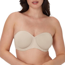 Bali Strapless Minimizer, Coolest Smoothing Bra for Women, Moisture-Wicking, Almond, 36C