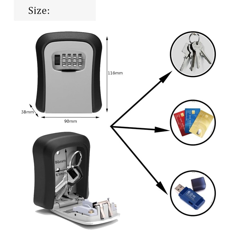 LUMBER JACK Wall Mounted Key Storage Box, 4-Digit Combination Lock,