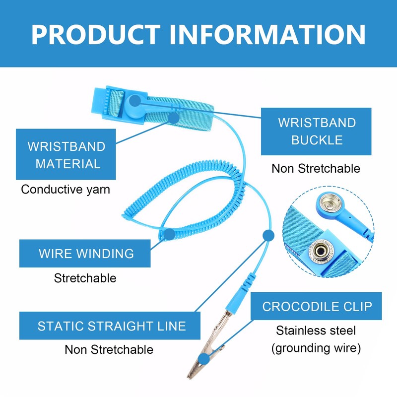 GMHLLES 4 Pcs Anti Static Wrist Straps, Adjustable Wrist Strap