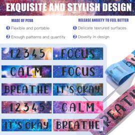 Laumoi 50 Pcs Anxiety Sensory Stickers Textured Calming Strips Tactile Rough Sensory Calm Stickers Adhesive Textured Tape Fidget Pack Anti Stress Strips for Adults(Starry Sky Style)