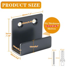 Alise Black Tile Display Wall Hanger Fastenerr,Stainless Steel Wall Mount Tile Brackets Hook Heavy Duty Tile Hanger for Mirrors,Picture Frame,Ceramic Wall Display,Fit 15mm Thick,Pack of 8