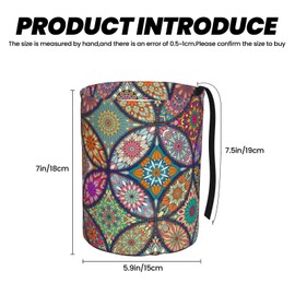 KXWQTRDD Car Trash Bag Vintage Mandala Floral Waterproof Trash Small Car Can Portable Collapsible Car Garbage Can Hanging for Back Seat Floor or Hanging Headrest Car Decor Road Trip Essentials