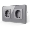 JIMEIDA Double Socket Grey, 2.5D Curved Glass Plate 16 Amp