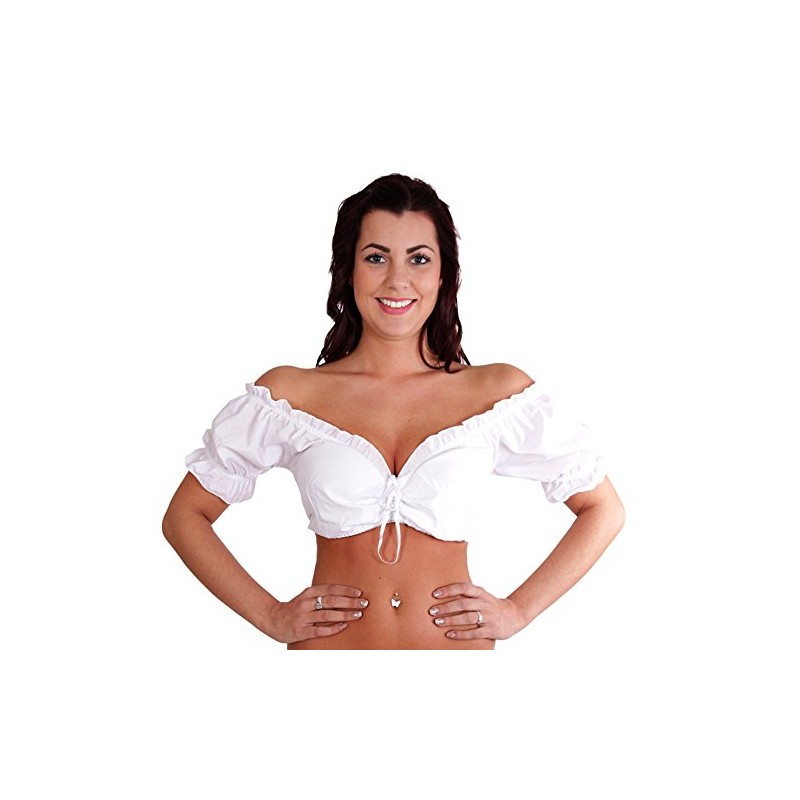Trachtl.de Ertex GbR Dirndl Blouse in White with Drawstring Carmen