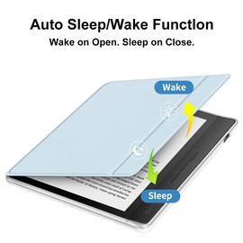 Case for 7" Kobo Libra Colour 2024 Released, Ultra Clear Soft Flexible Transparent TPU Back Cover with Auto Sleep/Wake for Kobo Libra Colour, Light Blue