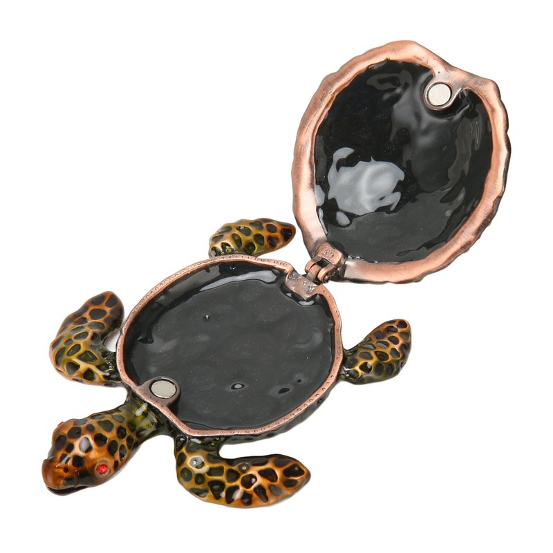 Turtle Trinket Boxes Handcrafted Hand Painted Rhinestones Hinged Trinket Boxes