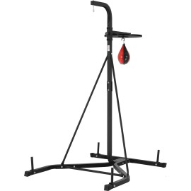2 in 1 Steel Heavy Duty Punching Bag Stand Adjustable Height Boxing & Speed Bag Stand with Free EquipmentSize: Size 64 x 47 x 87 inches