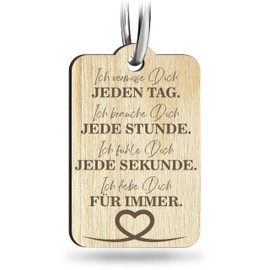 Fernbeziehung Geschenk - Vermissen Schlüsselanhänger handgemacht aus Holz, Glücksbringer, Wehmut Anhänger, Schlüsselanhänger als Liebesbotschaft für Vermissen, Erinnerung