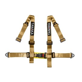 TANAKA 2 X TANAKA UNIVERSAL KHAKI 4 POINT BUCKLE RACING SEAT BELT HARNESS 2"