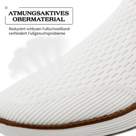 ZGPWZWL Shoes Men's Slip-On Trainers Loafer Moccasins Trainers Lightweight Summer Shoes Suit Shoes Breathable Business Casual Shoes Slip On Shoes, White, 43 EU