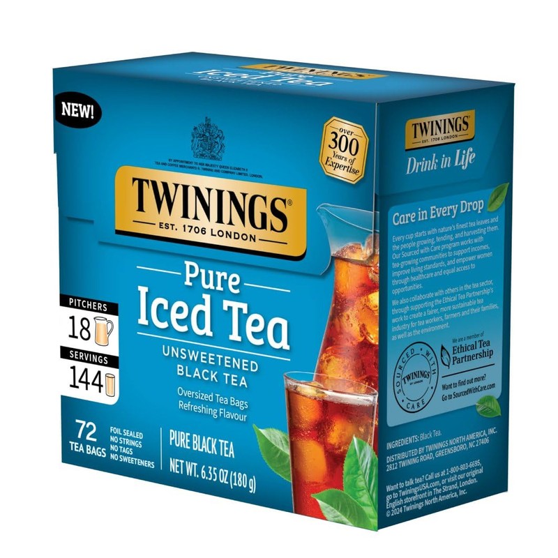 Twinings Pure Black Iced Tea Bags, 72 CT