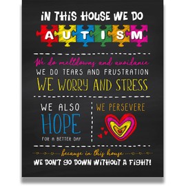 In This House We Do Autism | Autism Awareness Decor | Autism Classroom | Boho Rainbow Decor Classroom | Autism Sign | Autism Art Wall Decor Classroom | Autistic decorations - 8x10 unframed print