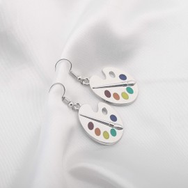 Artist Paint Brush Earrings Paint Palette Charm Earrings Colorful Painter Jewelry Artist Gift Art Teacher Gifts (Artist Paint Brush Earrings-02)