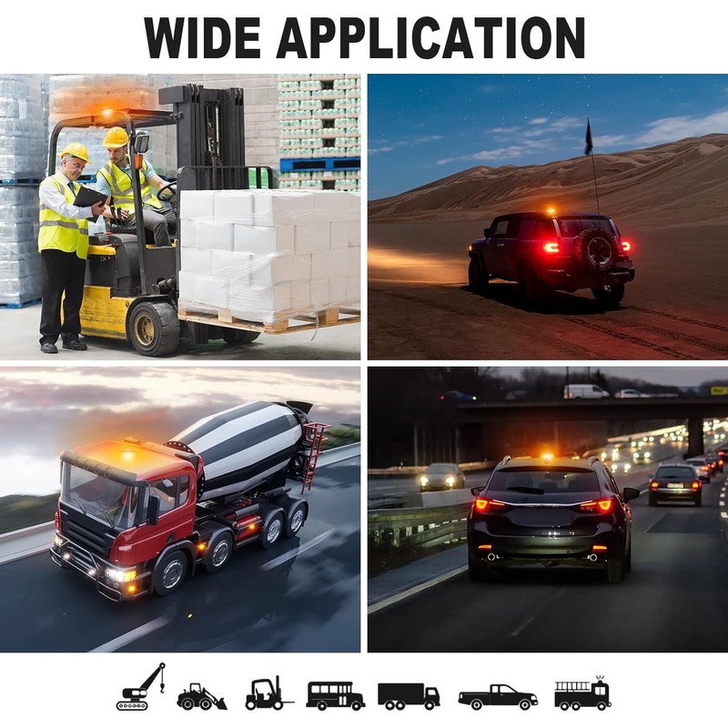 Rechargeable Beacon Lights,Wireless Strobe Light with Remote Control,Amber Magnetic Emergency