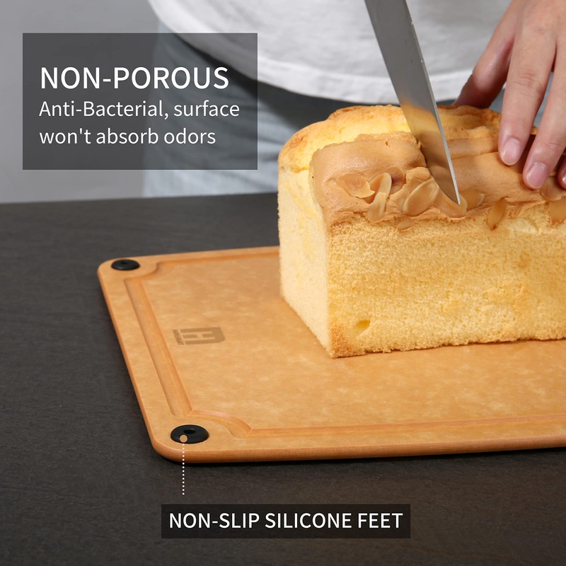 2-pc. Eco-Friendly Composite Reversible Cutting Board Medium&Large Set with Handles,