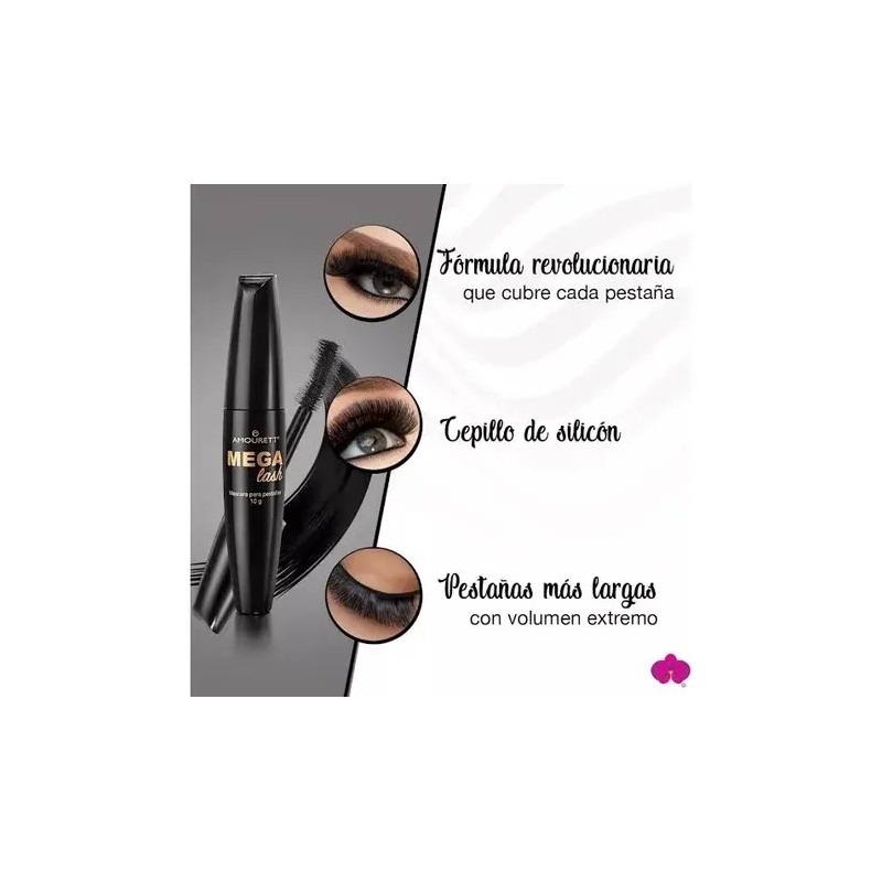 Mascara Para Pestañas Mega Lash Amourett Arabela Color Negro