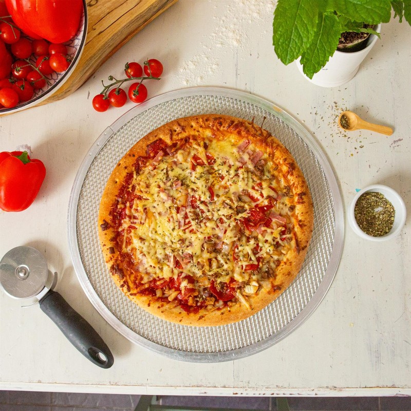 Argon Tableware 2X 14 Inch Aluminium Pizza Tray - Large
