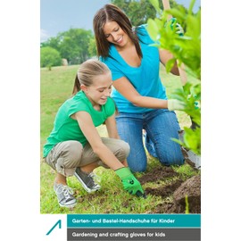 ACE Junior Work Gloves for Children - 3 Pairs of Protective Gloves for Gardening - Green - 7-8 Years (Pack of 3)