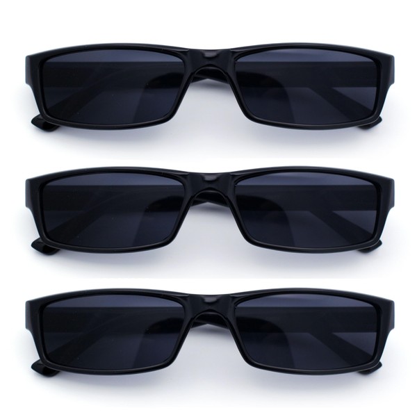 SA106 Mens Hippie Color Lens Narrow Rectangular Black Frame Sunglasses,