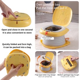 MooieBaby's Cat Design Portable Travel Potty for Toddler, Convenient Training Toilet for Girls and Boys, Folding Toilet for Car Camping Indoor Outdoor, Pottie for Kids (Yellow)