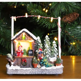 Christmas Concepts® 5"/ 13cm LED Light Up Christmas Market Scene (Christmas Tree Stand)