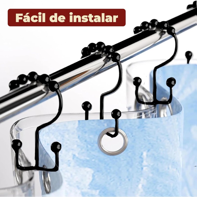 Mebix TRD Kit De 12 Ganchos para Cortinas de baño
