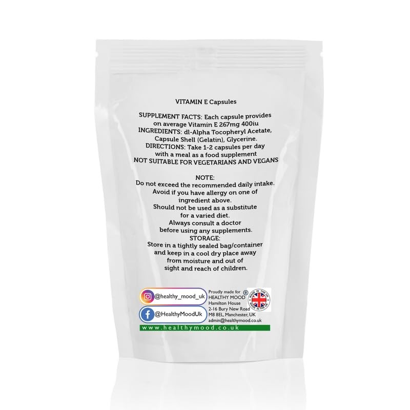 Vitamin E 267mg 400iu Antioxidant 250 Capsules