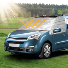 RASHION Windschutzscheiben Abdeckung Kompatibel mit Citroen Berlingo Peugeot Partner 2008-2018, Externe Frontscheiben Sonnenschutz, Schnee Eisschutz Wrap Abdeckung