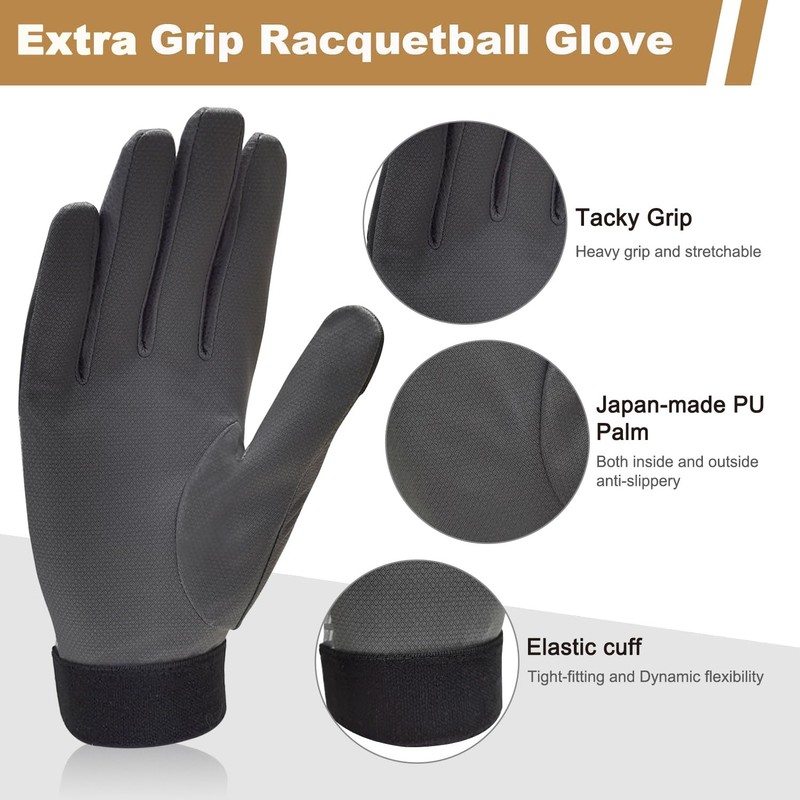 Intra-FIT Extra Grip Racquetball Glove, Quick-Dry Breathable Pickleball Gloves Dark