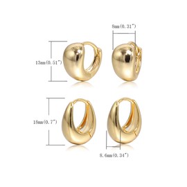 Krstudent 2 pairs Small Hoop Earrings for Women 18K Gold Plated Hoop Huggie Earrings for Women (set 1-2 pairs)