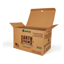 The Earth Straws 500 count 8" Disposable Straws – 100% Plant Based, Straws Biodegradable and eco friendly straws, Compostable drinking straws, Sustainable Plastic Free Straws (Hazelnut Brown)