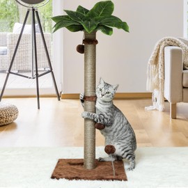 Poste rascador para gatos, palmera de sisal de alta calidad con múltiples bolas colgantes, rascador vertical para gatos y gatitos de interior, 34...  