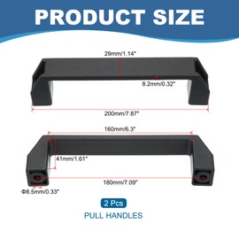 PATIKIL Plastic Pull Handles 180mm Hole Centers, 2 Pcs Square Drawer Pulls Kitchen Hardware for Luggage Mechanical Equipment Door Cupboard Handle, Black