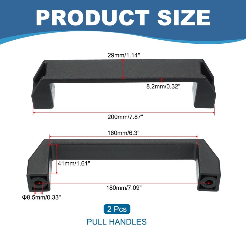 PATIKIL Plastic Pull Handles 180mm Hole Centers, 2 Pcs Square