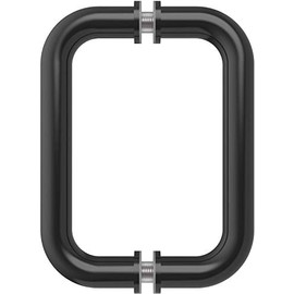 Ranbo Hardware 6" Back to Back Tubular Shower Door Pull Handle for Frameless Shower Doors, Polished Chrome, with Washers (6 inch Pull Handle-Black)