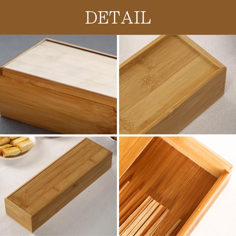 Uccellino Bamboo Chopstick Case Commercial Cutlery Case with Lid Chopstick