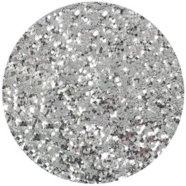 Hemway Premium Ultra Sparkle Glitter Multi Purpose Metallic Flake for Arts Crafts Nails Cosmetics Resin Festival Face Hair - Silver - Chunky (1/40" 0.025" 0.6mm) 100g / 3.5oz