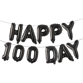 Alphabet Letters Foil Balloons Set Happy 100 Day banner Baby shower birthday Party Decoration Supplies (Black)