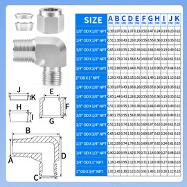 ChillWaves 304 Stainless Steel Compression Tube Fitting, 3/8" OD x 3/8" NPT Male 90 Degree Elbow Compression Union Connector(2-PACK)