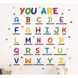 IARTTOP Colorful Educational Wall Decals Nursery Decorations Removable Alphabet ABC Wall Stickers Inspirational Positive Word Wall Decor for Classroom Bedroom Kids