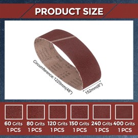 Kozelo 6 Pcs Sanding Belts 6 x 48 Inch 60/80/120/150/240/400 Grit Aluminum Oxide Abrasive Sandpaper for Belt Sander Metal Grinding Wood Working Weld Rust Removal Deburring
