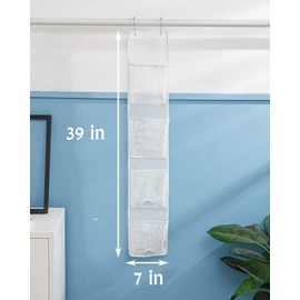 Jelier Mesh Shower Caddy Organizer, Hanging Shower Curtain Pockets for Bathroom Accessories (white)