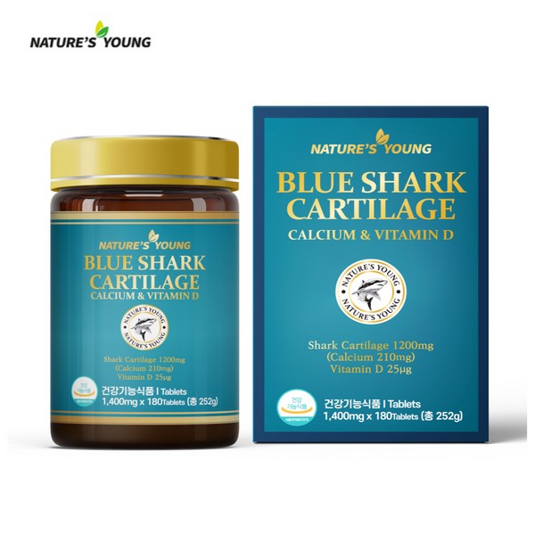 Nature&#39;s Young Australian Blue Shark Cartilage Calcium Vitamin D 1400mg 180 tablets / 네이쳐스영 호주 청새리상어연골 칼슘 비타민D 1400mg 180정
