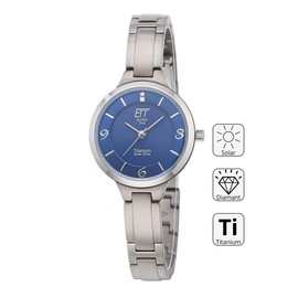 ETT Eco Tech Time Solar ELS-12147-31M Women's Analogue Watch with Titanium Strap, Modern