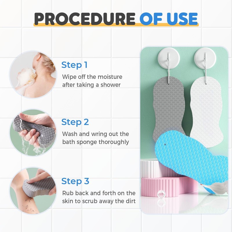 3Pack Magic Soft Exfoliating Bath Sponge,Reusable Body Sponge for Dead