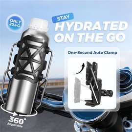 Adaptive Cycling & Motorcycle Cup Holder – Universal Bike/ATV/Boat Drink Mount, 360° Rotation Fit (Black)