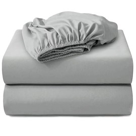 Hotella 2 PCS 100% Microfiber King Size Fitted Sheet Only, 78"x80" Hotel Quality Deep Pocket Bottom Sheet, Fit for 6" 8" 14" Matress, Machine Washable and Non-Fade, Snug Fit Stay in Place, Light Gray