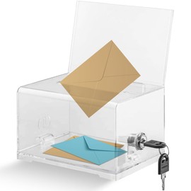 NICEWAT Acrylic Donation Box, Transparent Box Lockable, Storage Box, Transparent Box for Votes, Sweepstakes, Comments, Votes, Donations