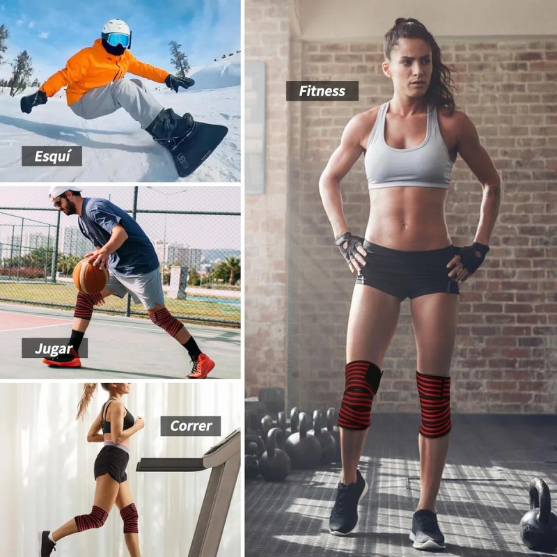 1 Par Vendas Para Rodilla Knee Wraps Elastica Rodilleras Gym